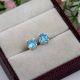 Blue Cz stone stud earring, Brass silver plated earring for women, Gifts Jewelry